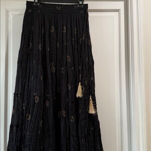 Srishti Black Maxi Skirt with Gold Accents - M